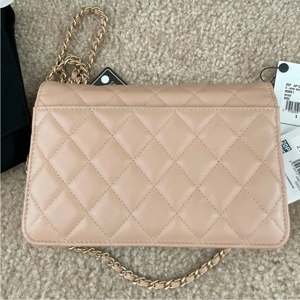 Authentic Chanel Quilted Crossbody Bag with Gold Chain